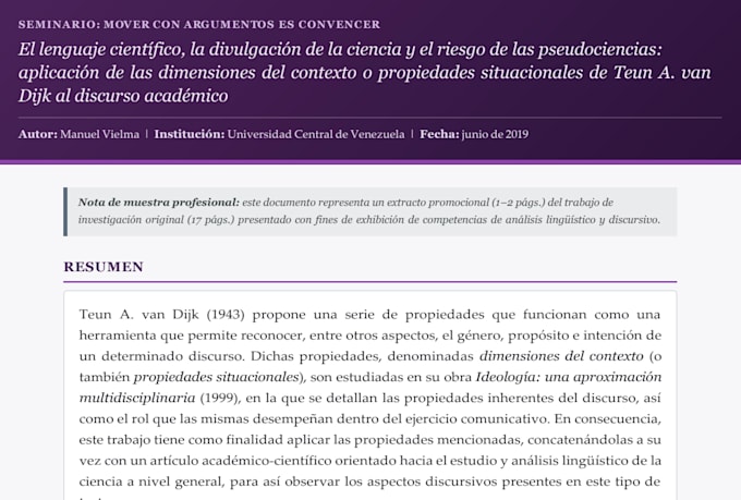 provide text analysis, proofreading and academic research in spanish